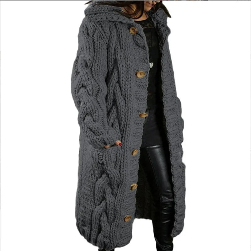 Vireous Women's Thick Long Cardigan Coat, Plus Sizes