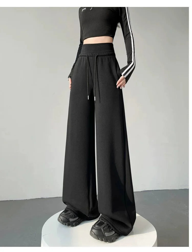 Vireous High-Waist Wide-Leg Women's Straight Loose Palazzo Pants