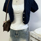 Vireous Cable-Knit Cropped Sweater, Multicolours