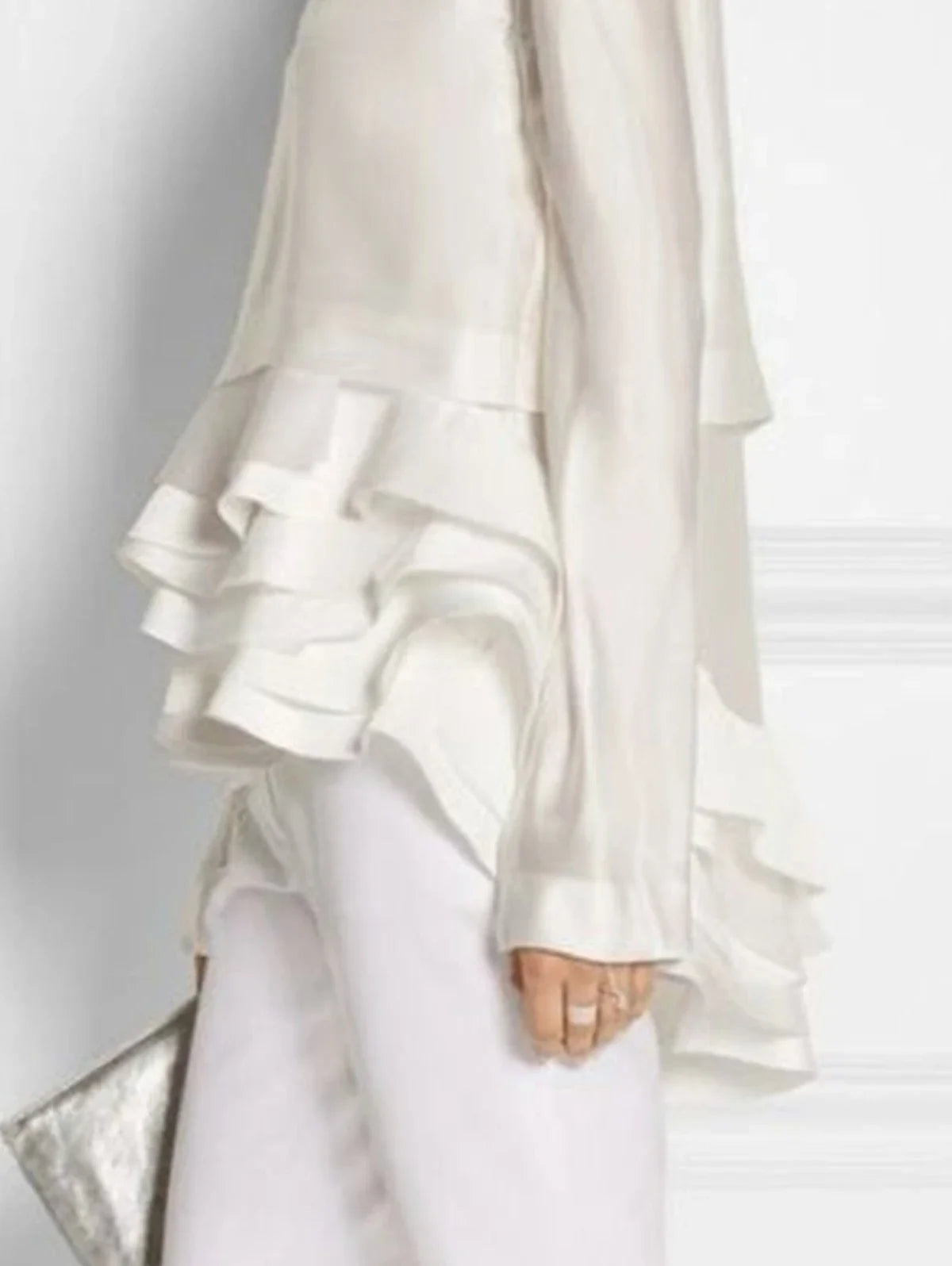 Vireous Women‘s Ruffle Layered Shirt, Plus Sizes