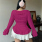 Vireous Elegant French Ruffle Flared-Sleeve Blouse, Plus Sizes