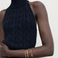 Women's High Neck Ribbed Knitted Woollen Vest Top, Catwalk Collection