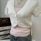 Vireous Cable-Knit Cropped Sweater, Multicolours