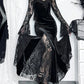 AltGoth Romantic Goth Aesthetic Flare-Sleeve Clubwear Dress