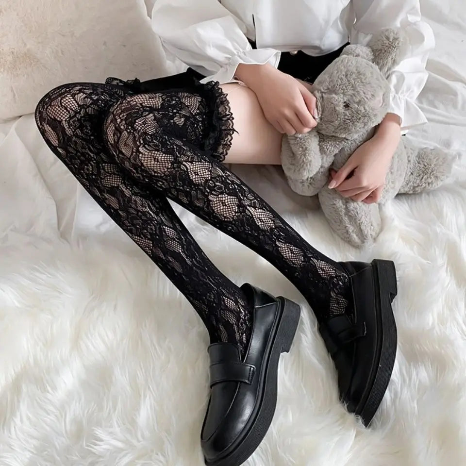 Streetwear Split Toe Socks, Strappy Lace Fishnet Stockings, Multi Designs