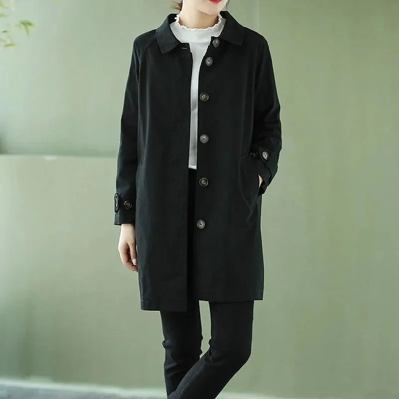 Classic Minimalist Women's Trench Coat Windbreaker, Multi Colours