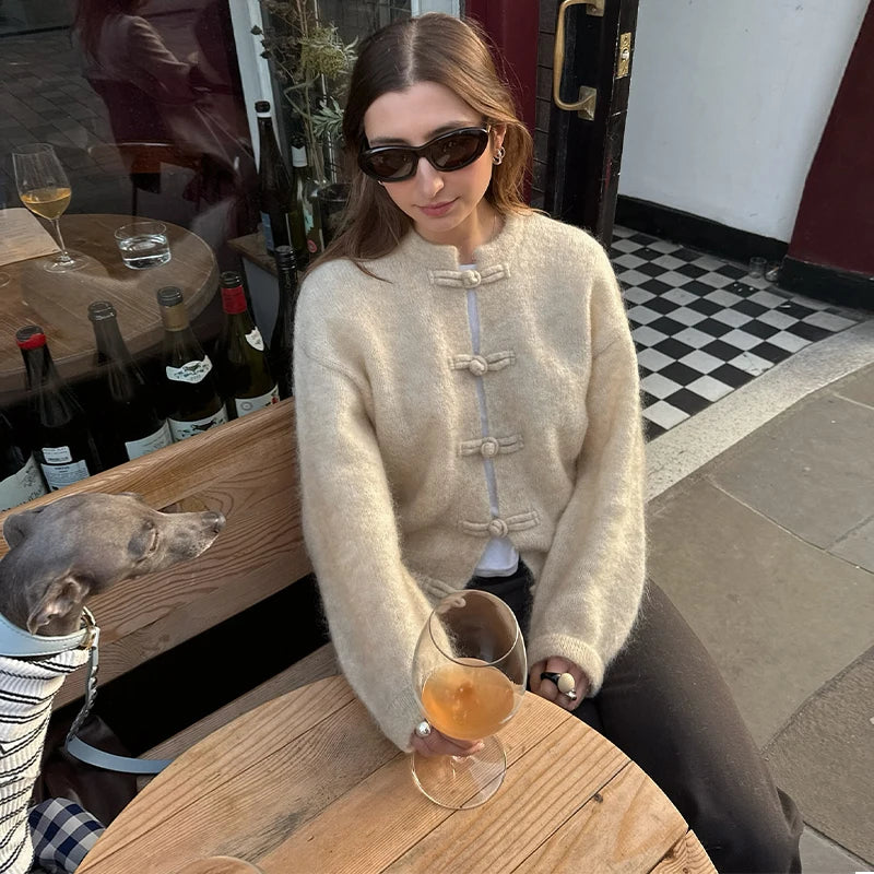 Women's Striped Knitted Coat, Soft Outerwear in Pink or Green
