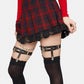 Dark Cross Goth Leg Strap Garter Belt, Pentagram Motif Suspenders