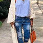 'Love and Peace' New Design Women's Long Knitted Cardigan, Sweater Coat