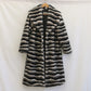 Vireous Women's Faux Fur Coat, Large Lapel Zebra-Print Mink Long Coat