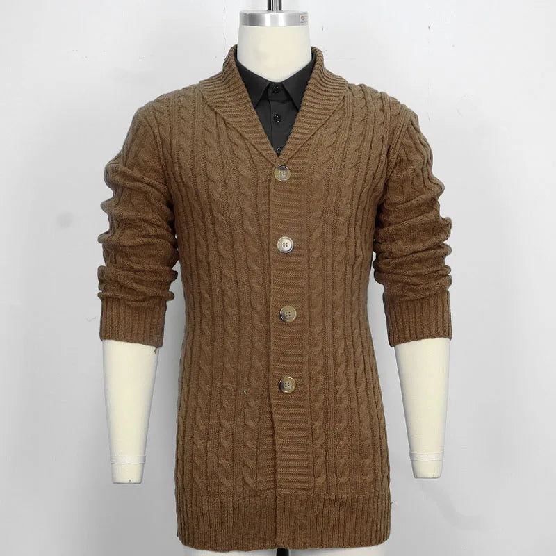 Vireous Men's Very Long Cable Knit Sweater, Multi Colours