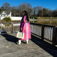 Pink Fashion Open-Front Fuzzy Long Cardigan, Plus Sizes