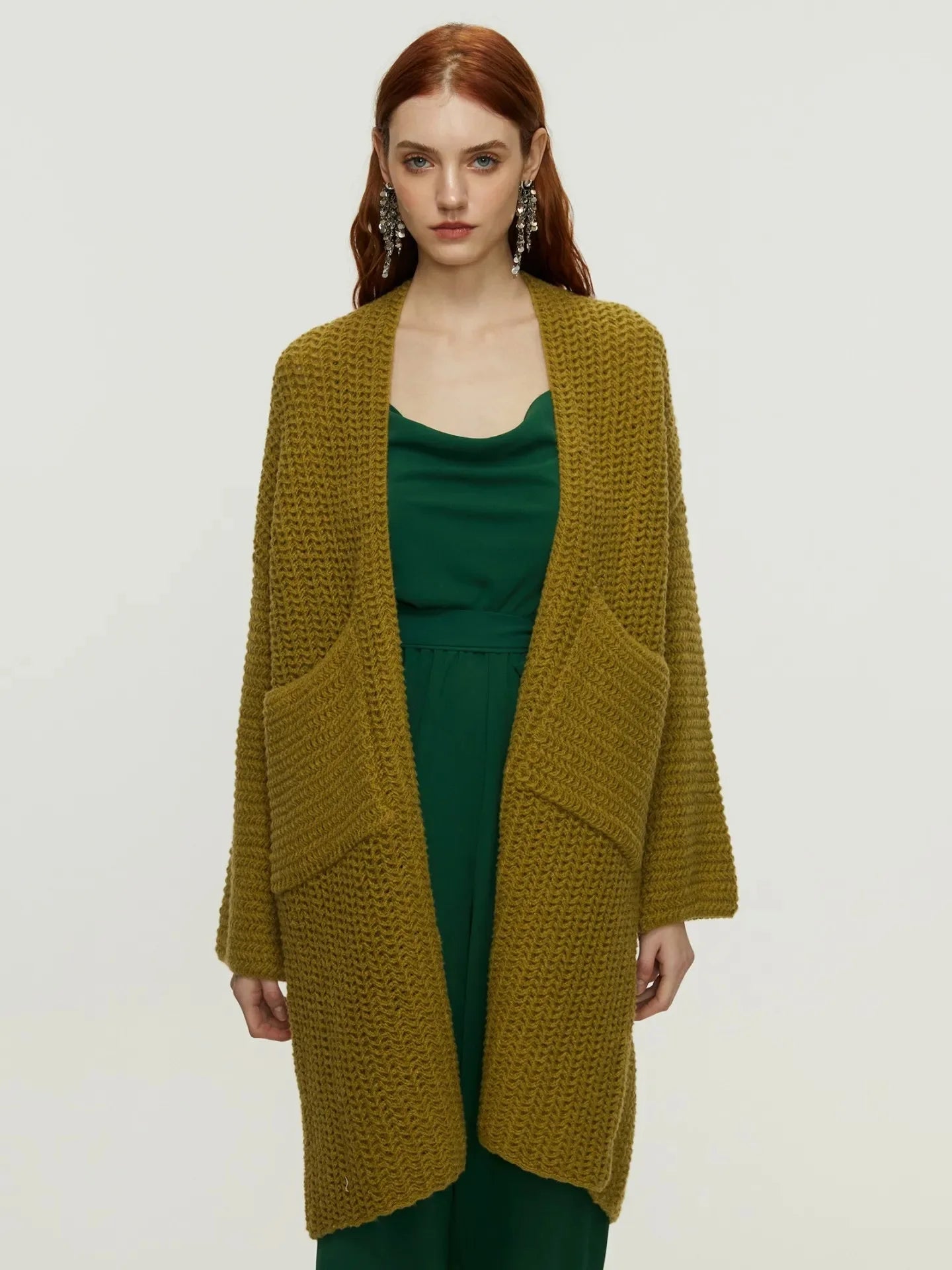 Knitted Cardigan Coat Medium-Length, Multi Colours