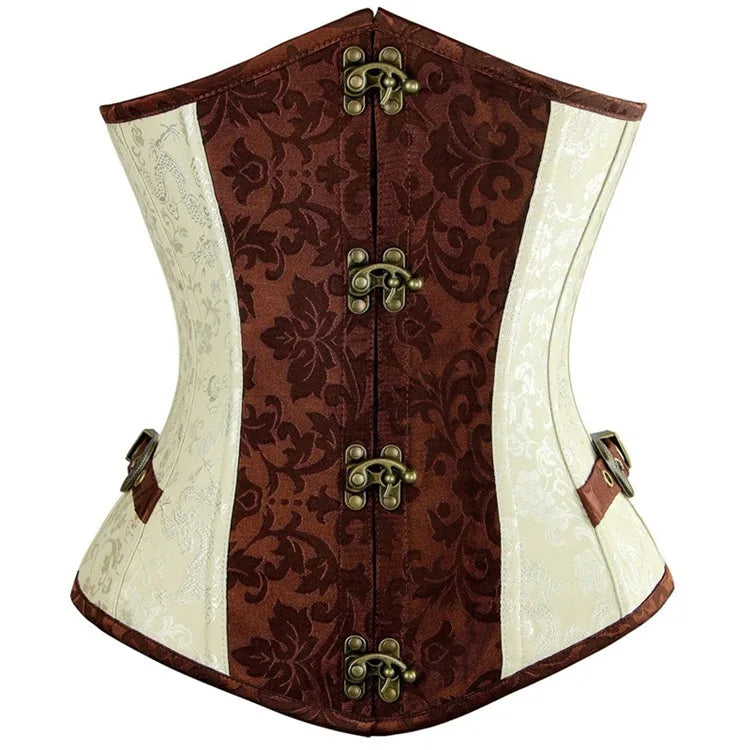 Faux Leather Underbust Corset, Goth Burlesque Corset with Embroidery, Plus Sizes