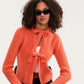 Bow Tied Front Knitted Women's Cardigan, Multi Colours
