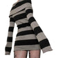 Women's Striped Knitted Mini Bodycon Dress