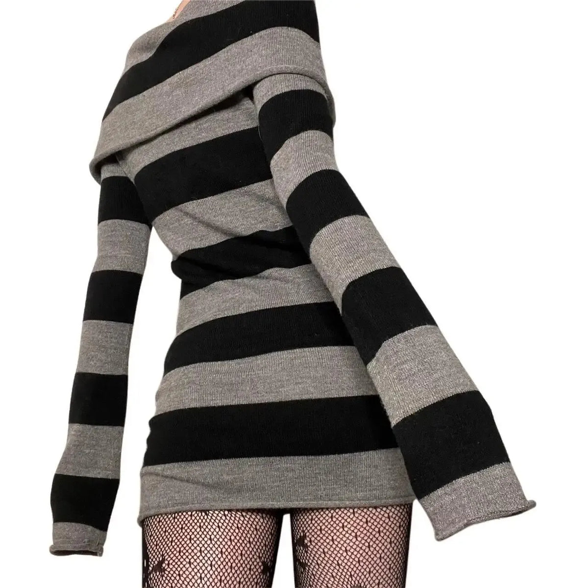 Women's Striped Knitted Mini Bodycon Dress