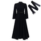 Vireous Elegant High-Neck Bubble Sleeve Midi Dress, Popping Colours