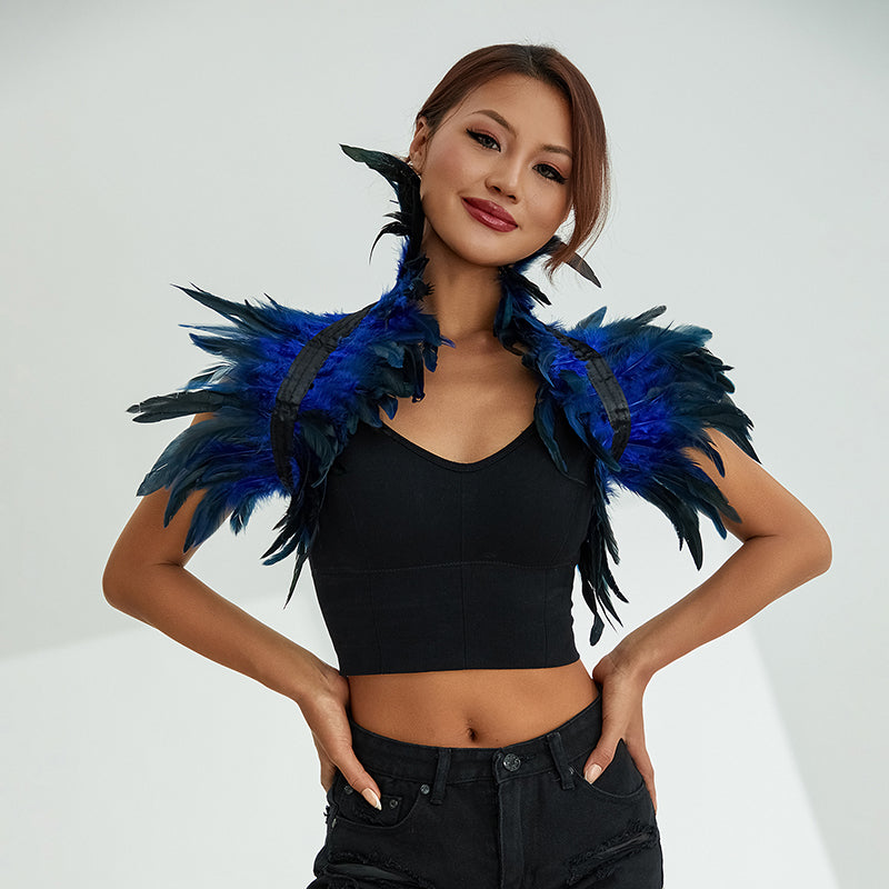 Women's Glam Natural Feather Cape