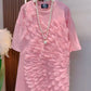 Loose Summer Glam Feather Short-Sleeve Women's Short Dress