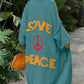 'Love and Peace' New Design Women's Long Knitted Cardigan, Sweater Coat