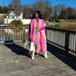 Pink Fashion Open-Front Fuzzy Long Cardigan, Plus Sizes