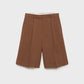 Cotton Linen Women's Belted Businesswear, Coffee Jacket and Shorts Two-Piece