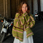 Women's Striped Knitted Coat, Soft Outerwear in Pink or Green