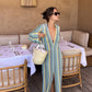 Vireous Crochet Colourful Women's Stripe Maxi Dress