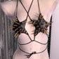 Gothic Crop Top with Spikes, Punk Rave Festival Bra, Multi Designs