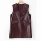 Women's Classic Genuine Leather Smock Dress, Outerwear in Wine Red