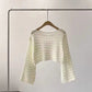 Crochet Casual Women's Cover Up, Long Sleeve Knitted Crop Top