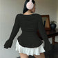 Vireous Elegant French Ruffle Flared-Sleeve Blouse, Plus Sizes