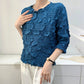 Miyake Embroidered Hand-Pleated Women's Round-Neck Top