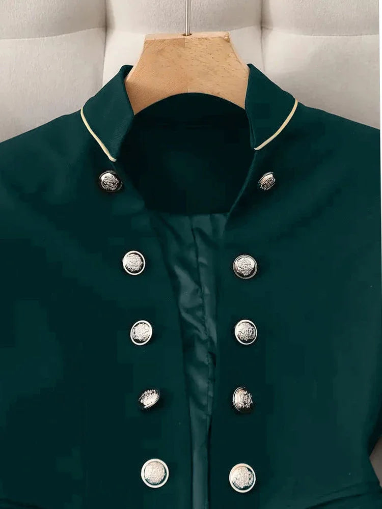 Vireous Women's Tailored Military-Style Fashion Blazer