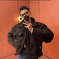 Men's Faux Lambswool Soft Plush Bomber Jacket, Autumn and Winter Collection