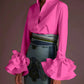 Vireous Women's Elegant Flared-Sleeves Falbala Blouse