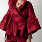 Vireous Formal Puff-Sleeve Ruffles Women's Tuxedo Blouse