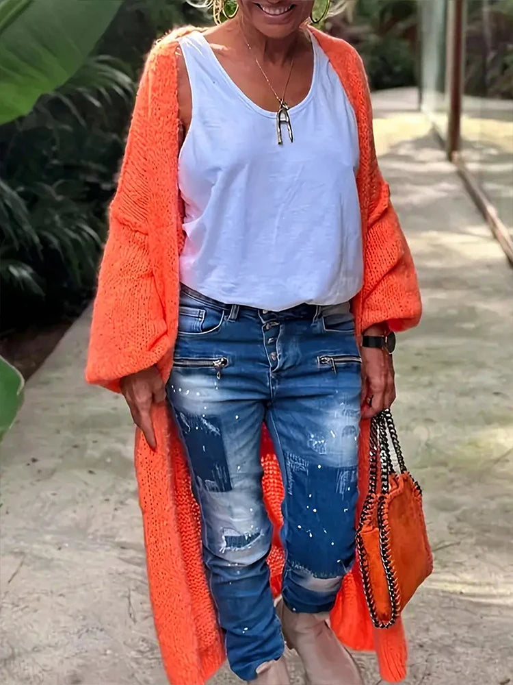 'Love and Peace' New Design Women's Long Knitted Cardigan, Sweater Coat