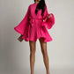 Vireous Elegant Pleated Flared Mini Dress, Plus Sizes