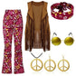 Complete Outfit, Hippie Disco 60s 70s Cosplay Fesitval Costume with Indian Tassels