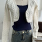 Vireous Cable-Knit Cropped Sweater, Multicolours