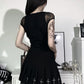 Women's Vintage Goth Bodycon Bandage Lace Mesh Top in Black
