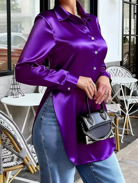 Vireous Classic Women's Satin Shirt with Elegant Shine