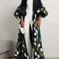 Uoozee Floral Printed Floor-Length Dress, Puff Sleeves