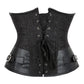Faux Leather Underbust Corset, Goth Burlesque Corset with Embroidery, Plus Sizes