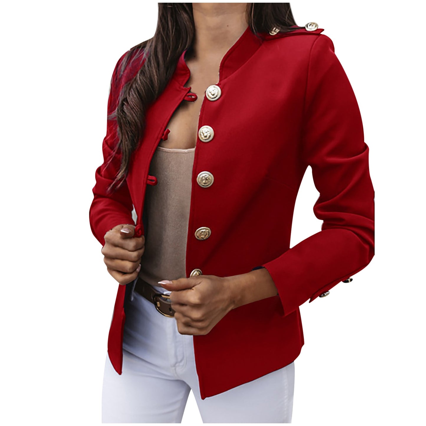 Vireous Women's Casual Slim Fit Military Style Jacket, Multi Colours