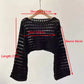 Crochet Casual Women's Cover Up, Long Sleeve Knitted Crop Top