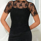 Dark Cross Black Lace Top with Elastic Mesh, Layering Short Sleeves