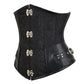 Faux Leather Underbust Corset, Goth Burlesque Corset with Embroidery, Plus Sizes